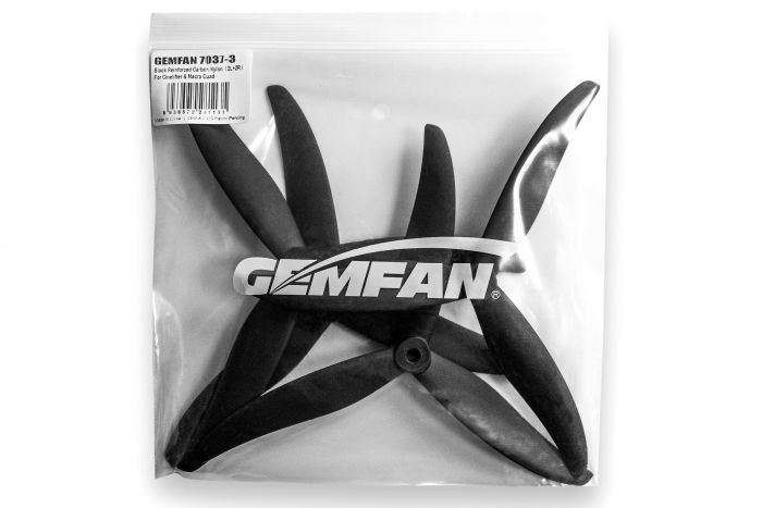 Пропелери нейлон GemFan 7037-3 армовані карбоном 2CW+2CCW (чорний)