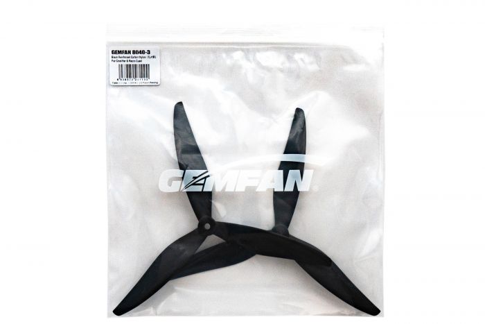 Пропелери нейлон GemFan 8040-3 армовані карбоном 1CW+1CCW (чорний)