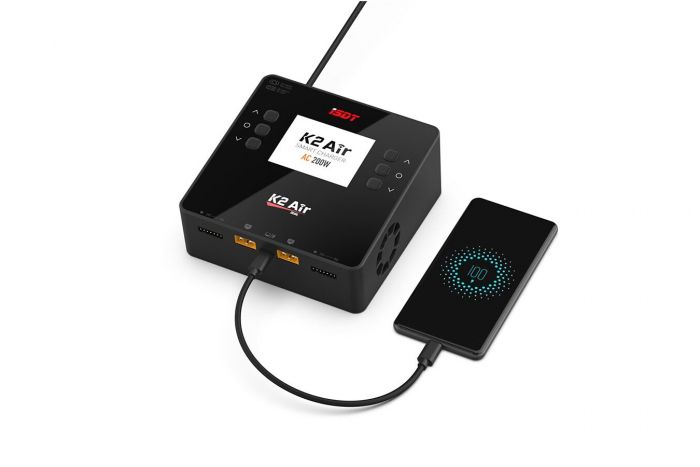 Зарядний пристрій дуо універсальний ISDT K2 AIR 20A AC/DC 200W/500W з блоком живлення