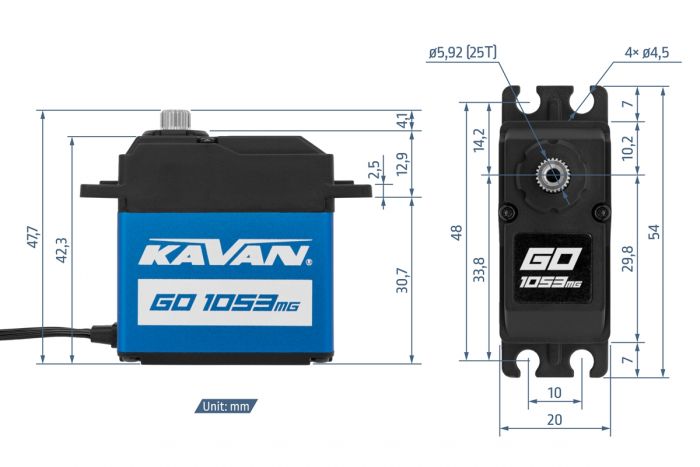 Сервопривід Kavan GO-1053MG 20кг/0.17с/8.4В