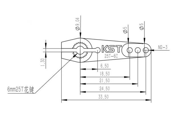 Важіль сервоприводу KST 25T-6 18.5-21.5-24.5 M2 алюмінієвий