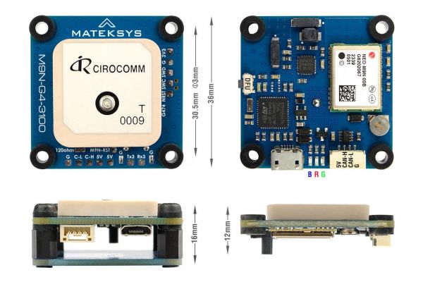 Приймач GPS Matek M9N-G4-3100 з компасом та СAN-хабом