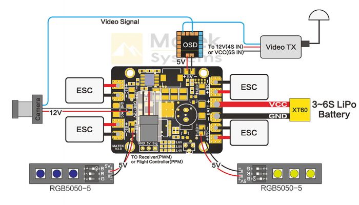 Розподільча плата MATEK V3 з BEC 5V та 12V