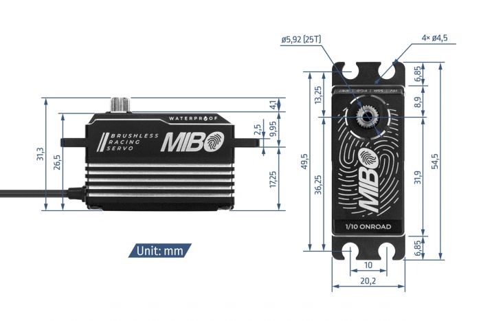 Сервопривід MIBO MB-2311WP 14.5кг/0.062с/8.4В безколекторний