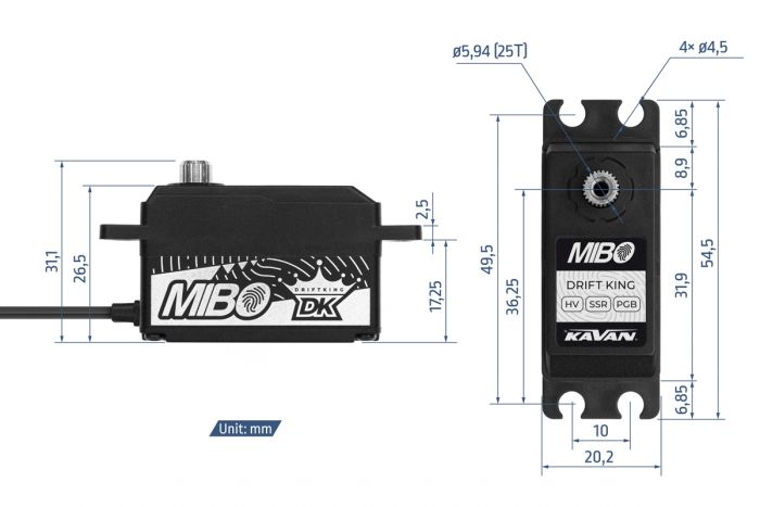 Сервопривід програмований MIBO MB-2341 18кг/0.065с/8.4В безколекторний