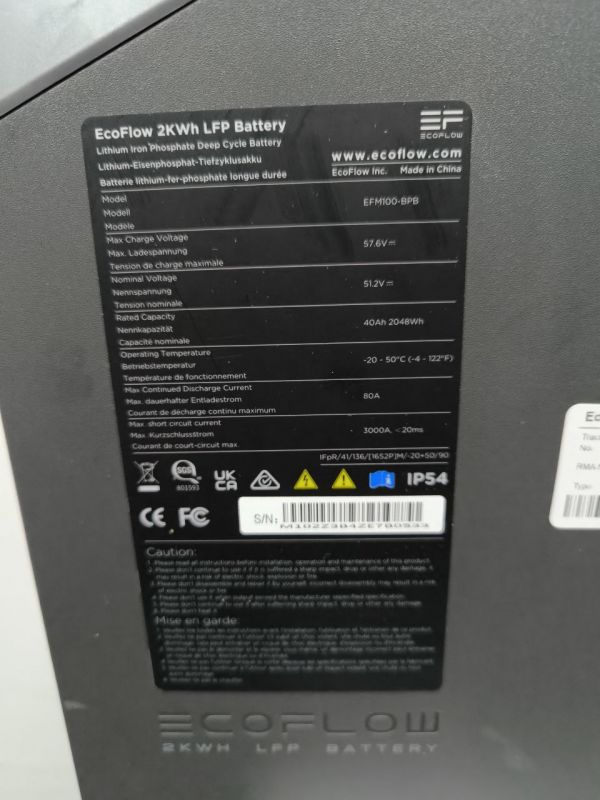 EcoFlow 2KWh LFP Battery Black (EFM100-BPB) Додатковий акумулятор для зарядної станції 