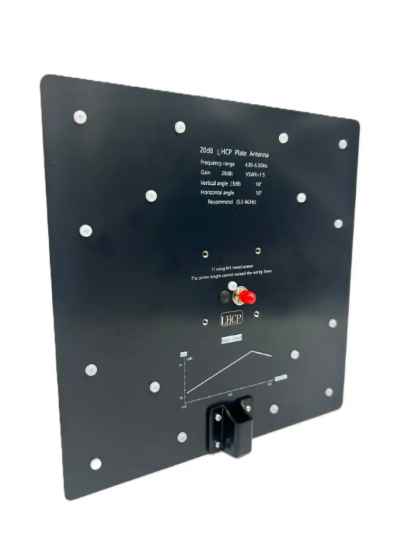 Широкосмугова патч антена Maple Wireless 5.5G 20dBi LHCP 4.85-6.3GHz SMA