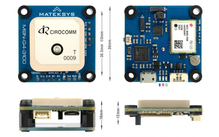 Модуль GPS Matek AP_Periph DroneCAN GNSS M9N-G4-3100