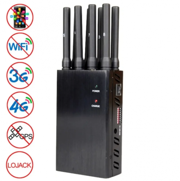 Потужна переносна глушилка GSM/DCS/WiFi/3G/4G/GPS/LOJACK, 8 антен