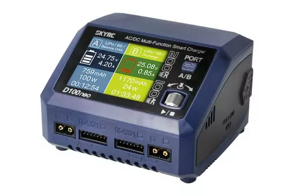 Зарядний пристрій дуо SkyRC D100neo 100W/200W з/БЖ універсальний (SK-100199)