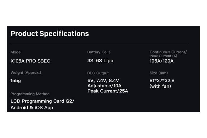 Регулятор ходу Sunnysky X105A PRO SBEC 3-6S для авіамоделей