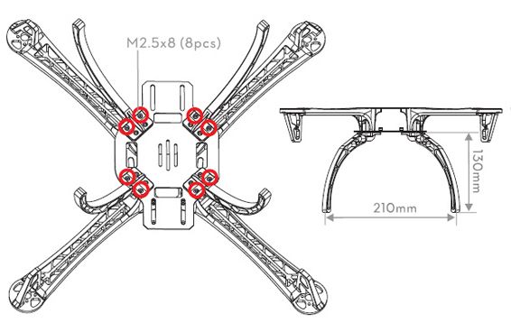 Ноги шасі пластикові 4шт Tarot для рам 450/550 (TL2749-09)