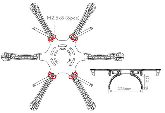 Ноги шасі пластикові 4шт Tarot для рам 450/550 (TL2749-09)