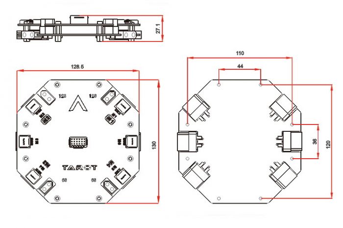 Плата розподілу живлення Tarot PDB 12S 480A для квадро/гексакоптерів