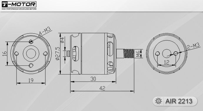 Мотори T-Motor AIR2213 KV920 2-4S для мультикоптерів 2шт
