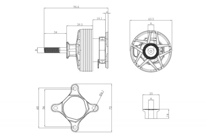 Мотор T-Motor AM600 KV555 1700W 6S