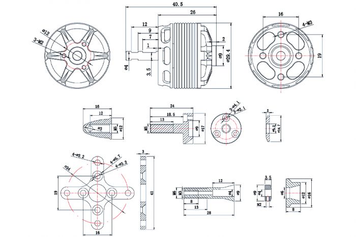 Мотор T-Motor AS2308 KV1450 3S 275W для літаків