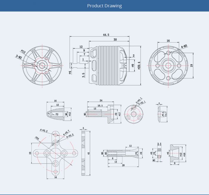 Мотор T-Motor AS2312 KV1150 3-4S 357W для літаків