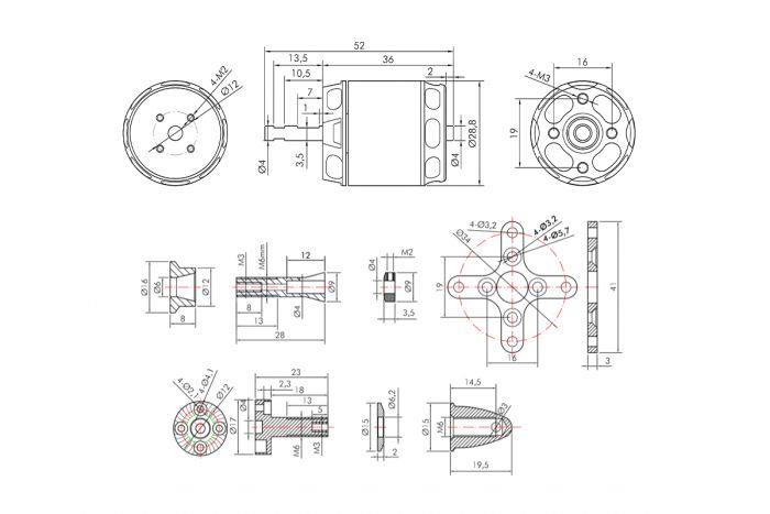 Мотор T-Motor AT2317 KV880 2-4S 350W для літаків