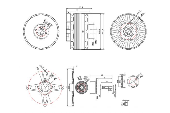 Мотор T-Motor AT7215 30CC KV270 8S 4800W для літаків