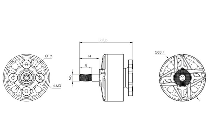 Мотор T-Motor F100 2810 1100KV 6S для мультикоптерів