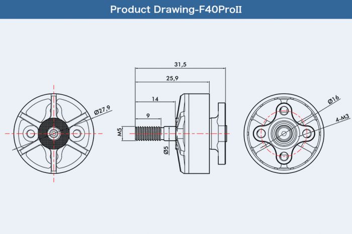 Мотор T-Motor F40 PRO II 2306 2400KV для мультикоптерів (сірий)