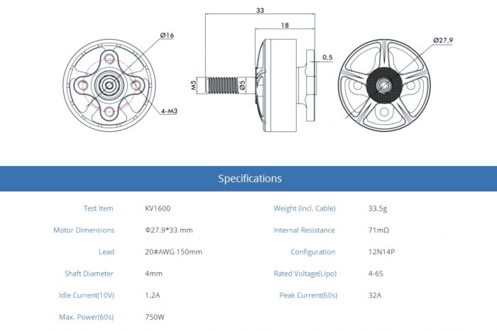 Мотор T-Motor F40 PRO III 2306.5 1600KV 4-6S для мультикоптерів (сірий)
