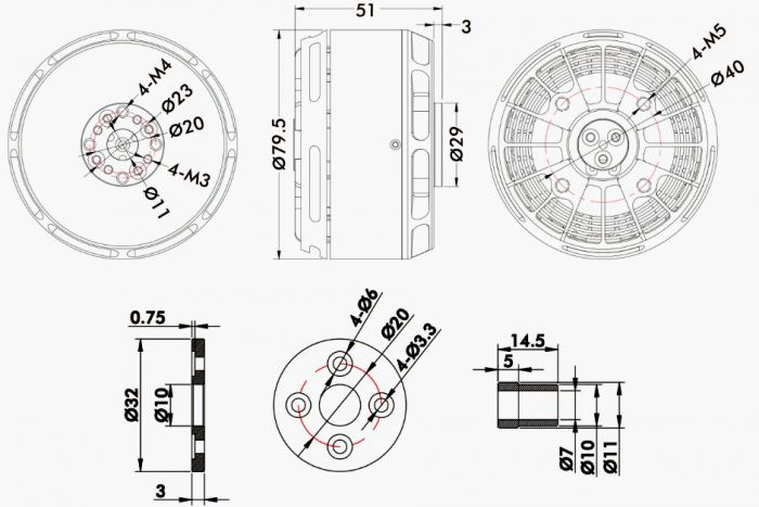 Мотор T-Motor U11 II KV120 6-12S 2783W для мультикоптерів