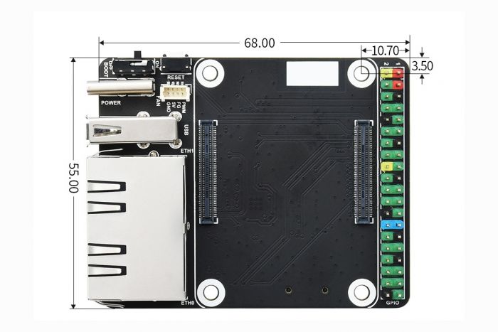 Плата розширення Mini Dual Gigabit для Raspberry PI CM4 (2xEthernet, USB)